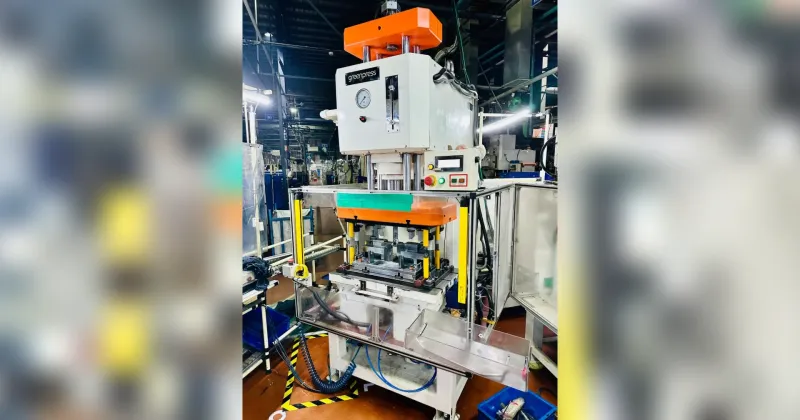 C-frame press machine sized for press tonnage